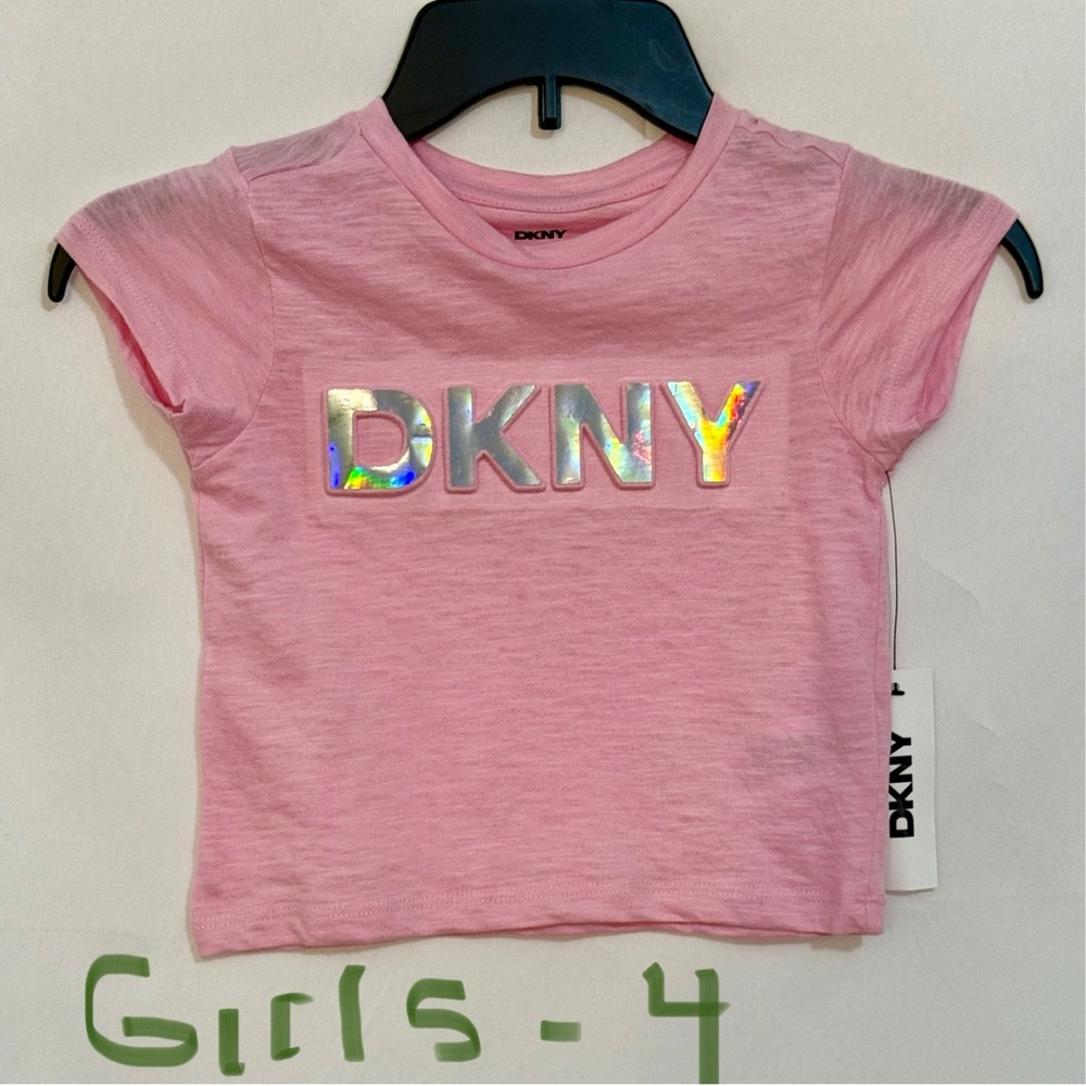 DKNY Holographic Logo Pink Tee for Kids